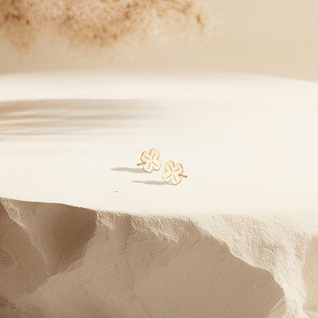 Four Leaf Clover Charm Stud Earrings