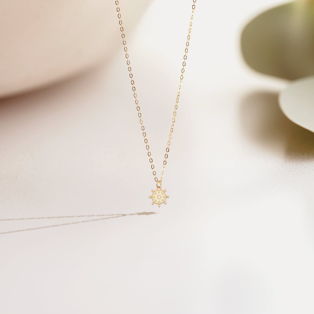 Sailboat and Ship Helm Necklace