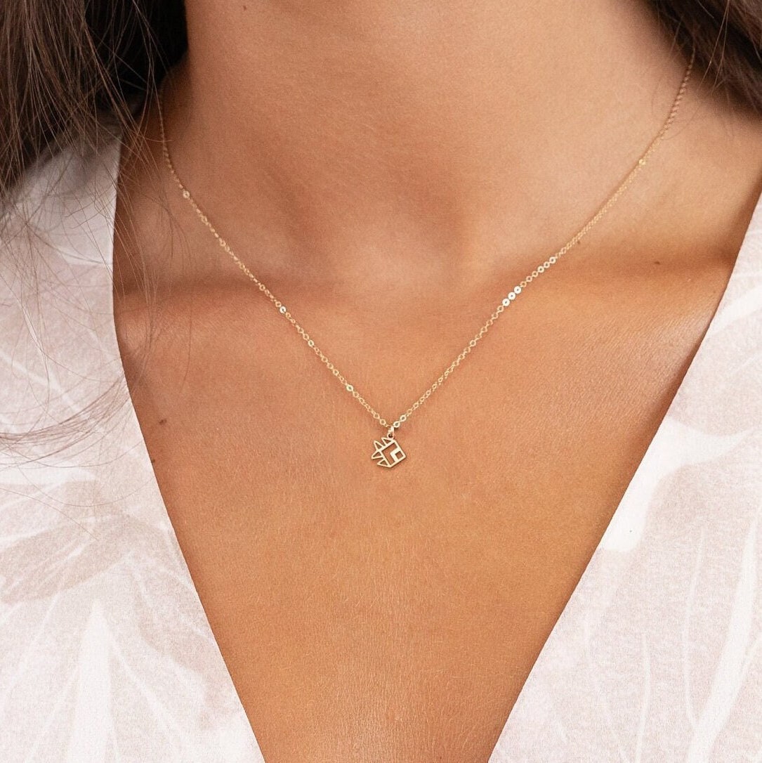 Origami Fish Cutout Pendant Necklace