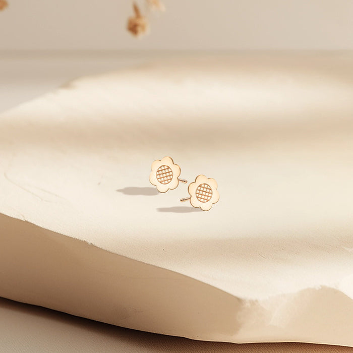 Sunflower Charm Stud Earrings