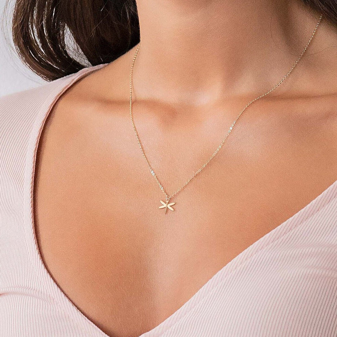 Dragonfly Pendant Cable Necklace