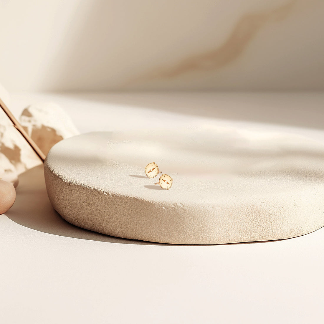 Compass Charm Stud Earrings