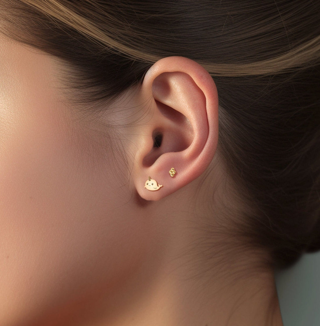 Narwhal Charm Stud Earrings