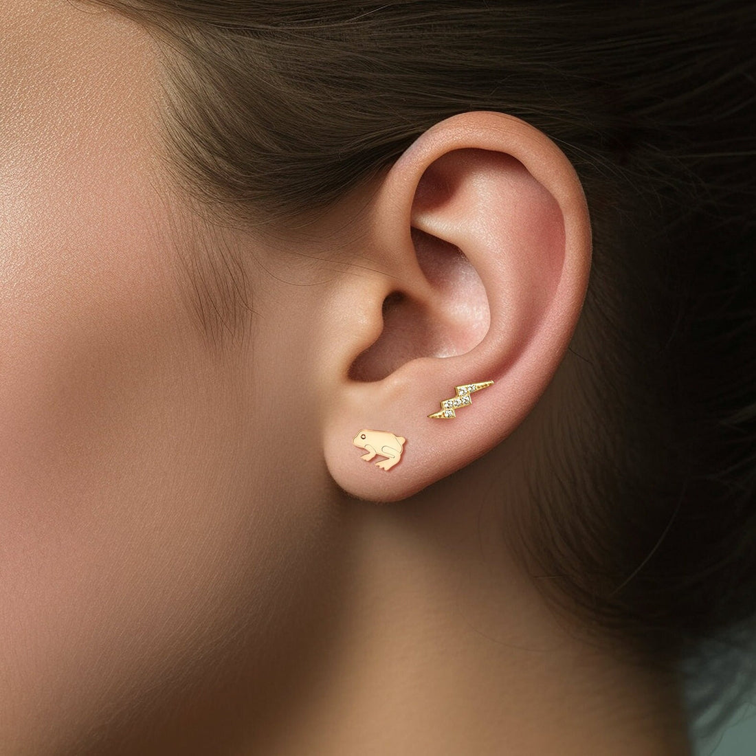 Jumping Frog Stud Earrings