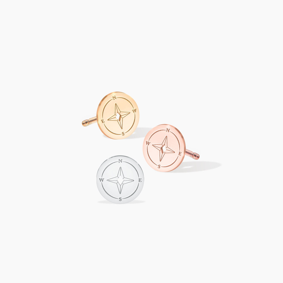 Compass Charm Stud Earrings