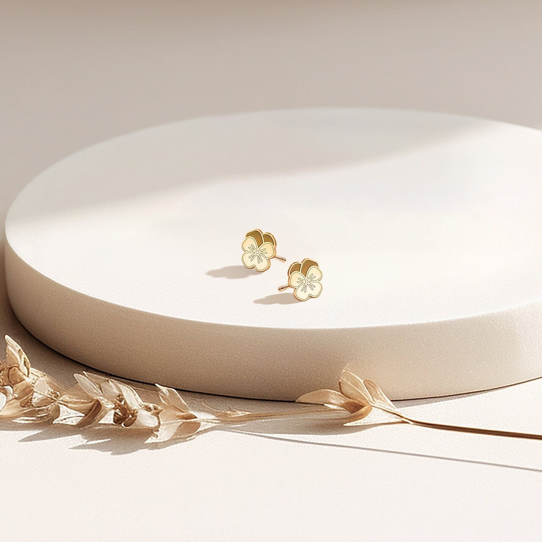 Pansy Flower Stud Earrings