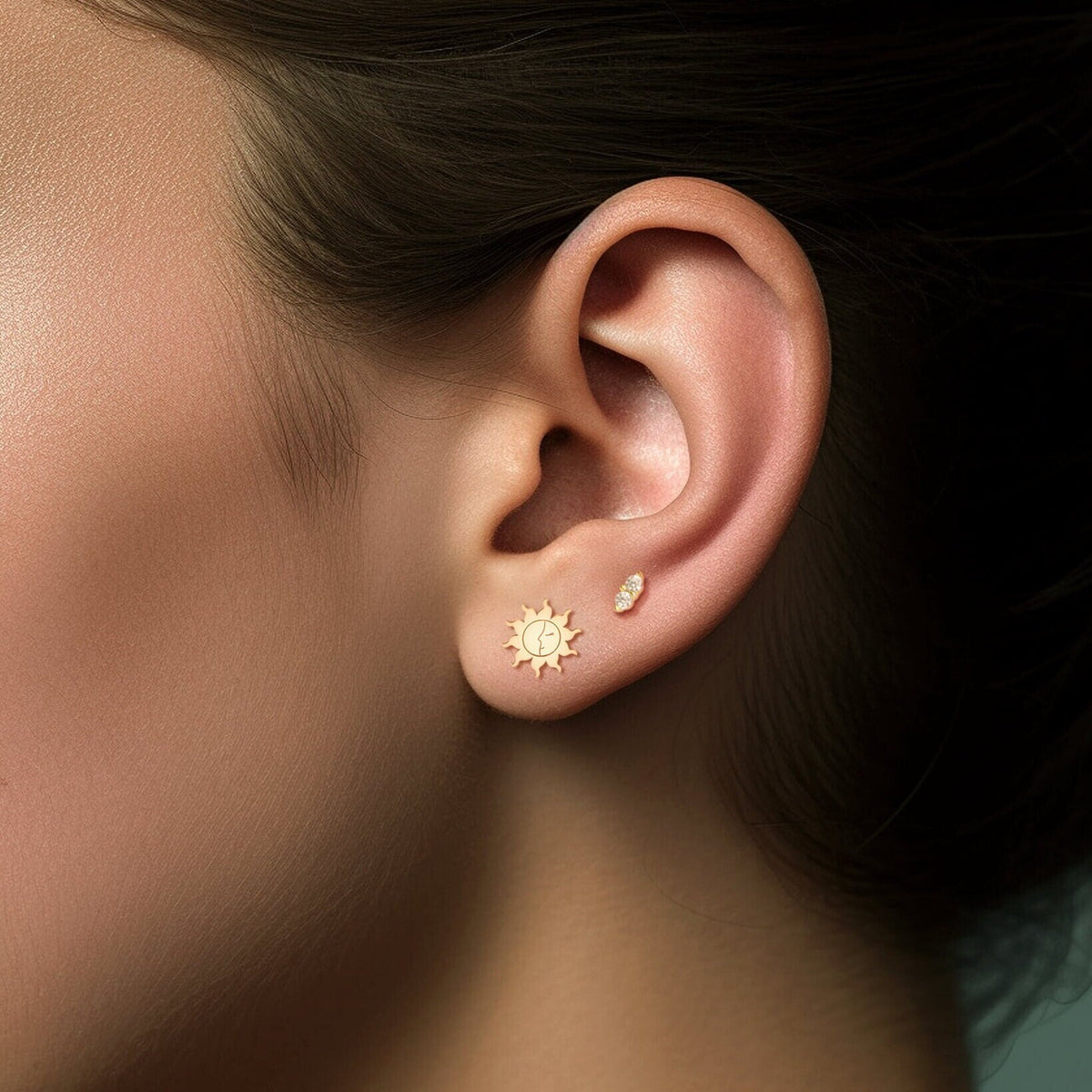 Sun Face Stud Earrings