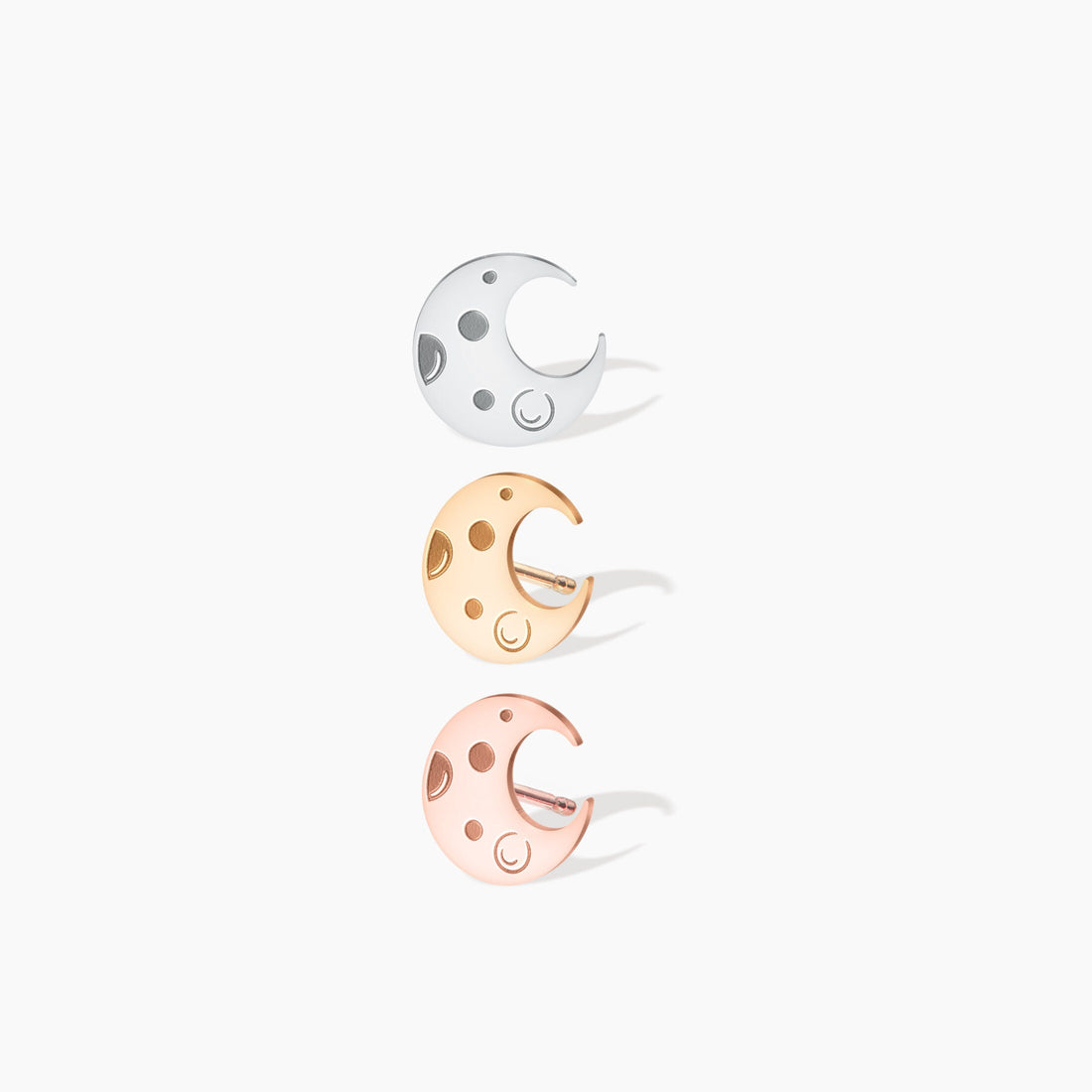 Dotted Crescent Moon Stud Earrings