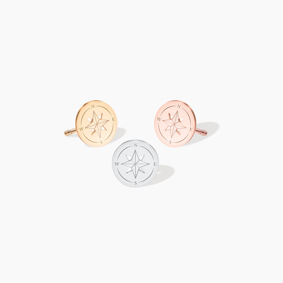 Gold Compass Stud Earrings