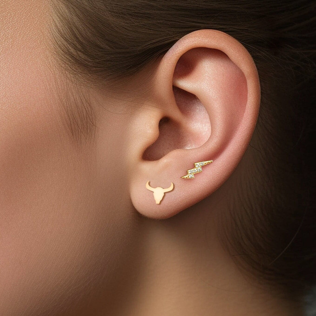 Cow Skull Stud Earrings