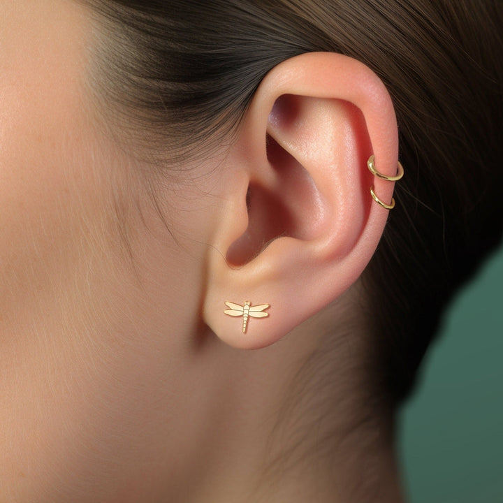 Dragonfly Charm Stud Earrings