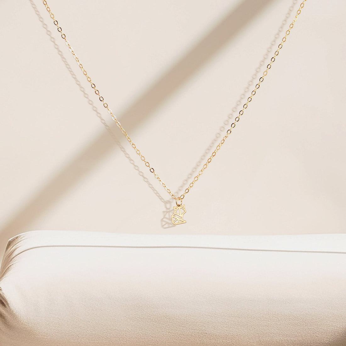Geometric Fox Pendant Necklace