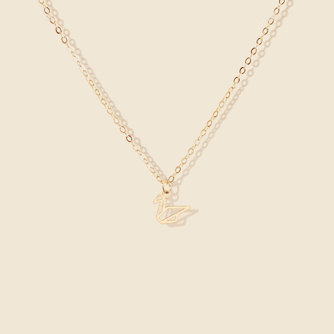 Origami Swan Cutout Pendant Necklace