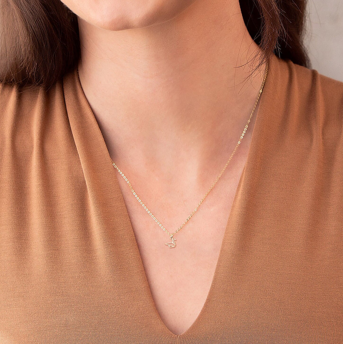 Origami Swan Cutout Pendant Necklace