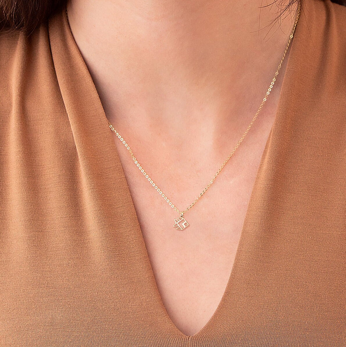 Origami Fish Cutout Pendant Necklace