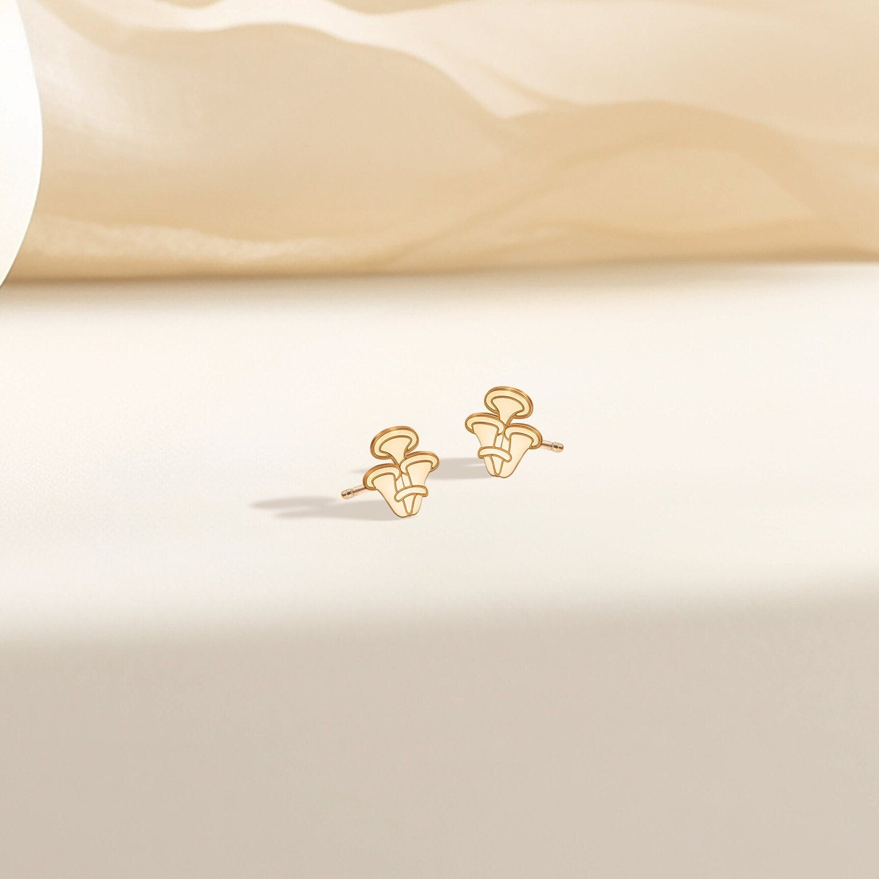 Oyster Mushroom Stud Earrings