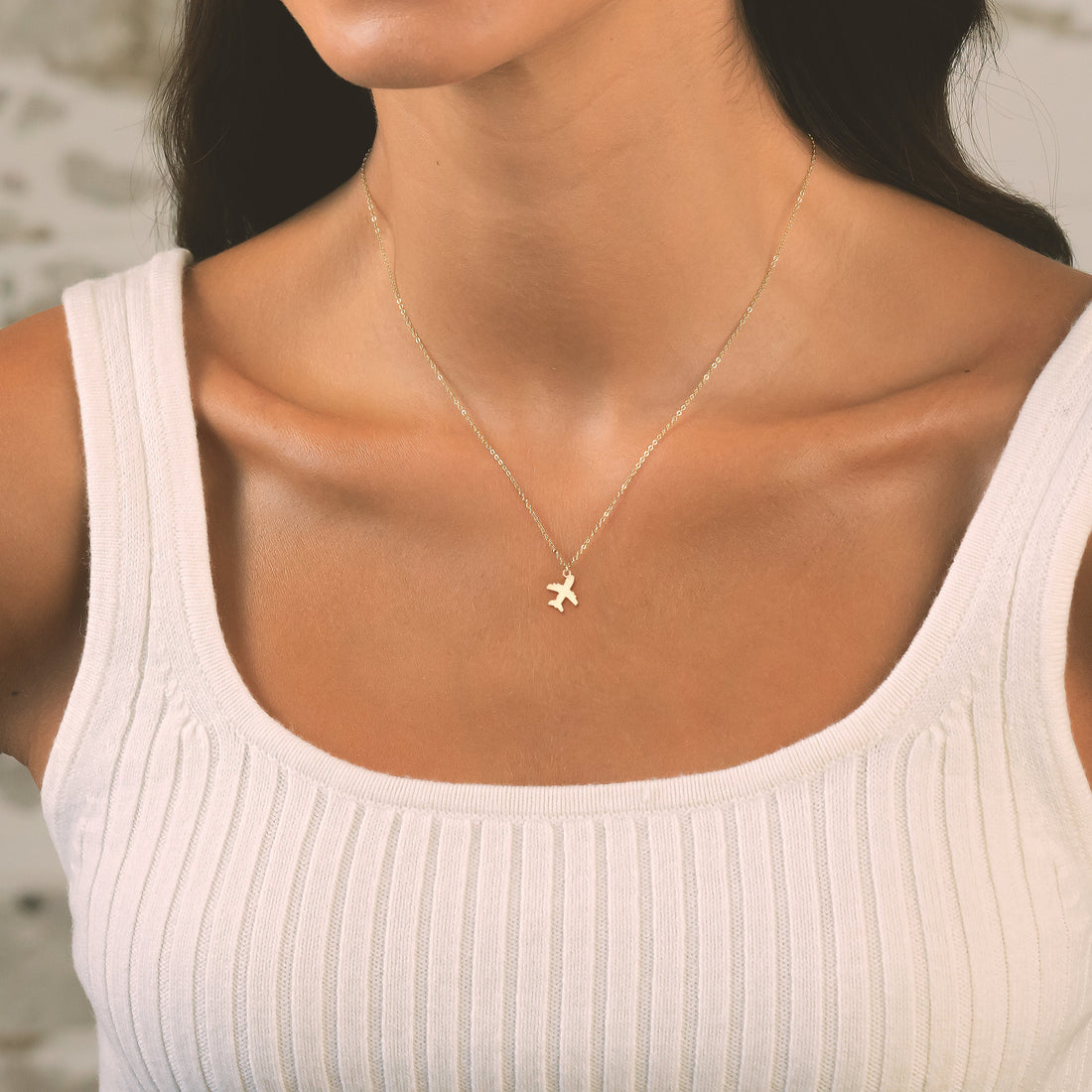 Airplane Pendant Cable Necklace