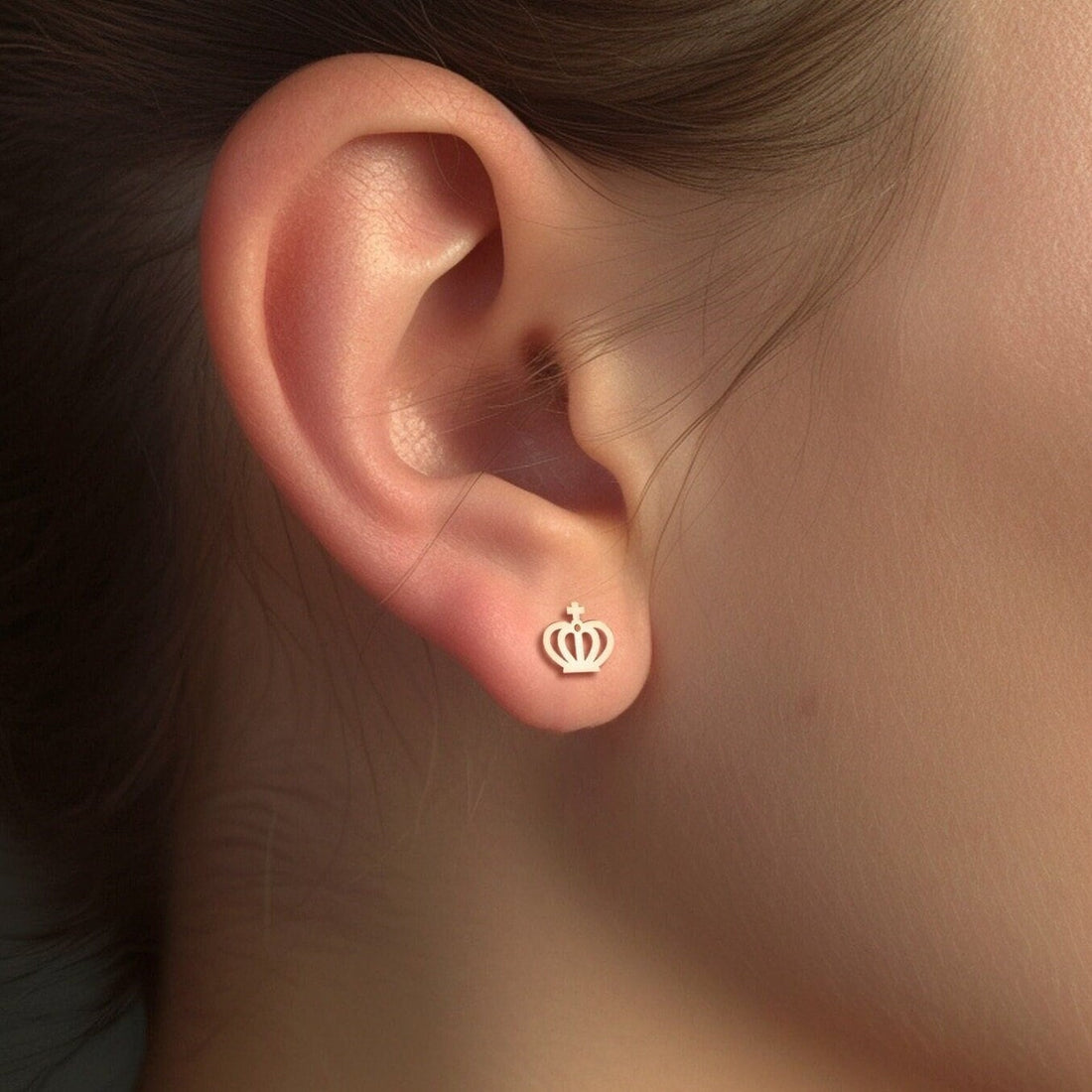 Crown Charm Stud Earrings