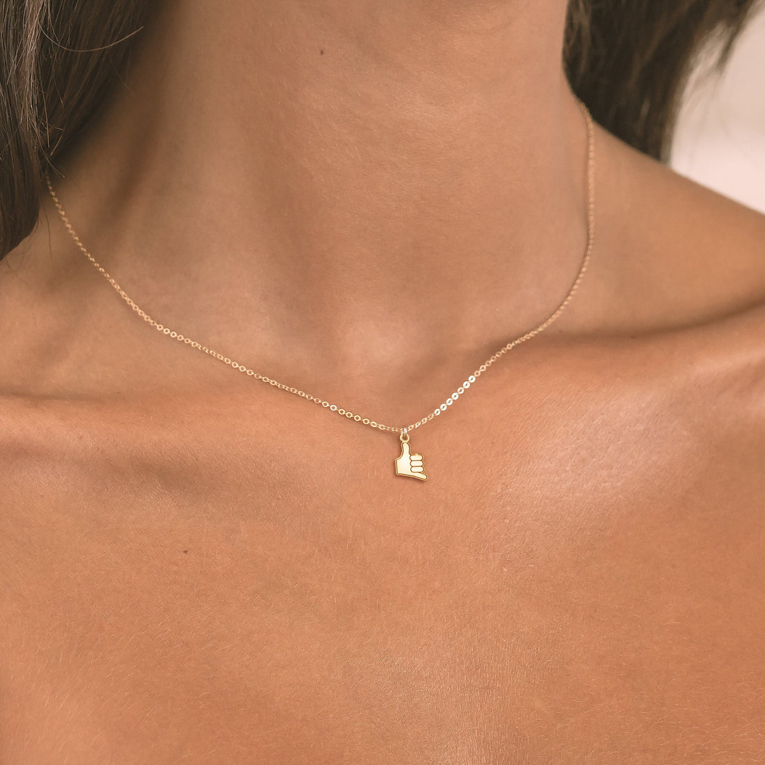 Surf S Up Shaka Hand Charm Necklace