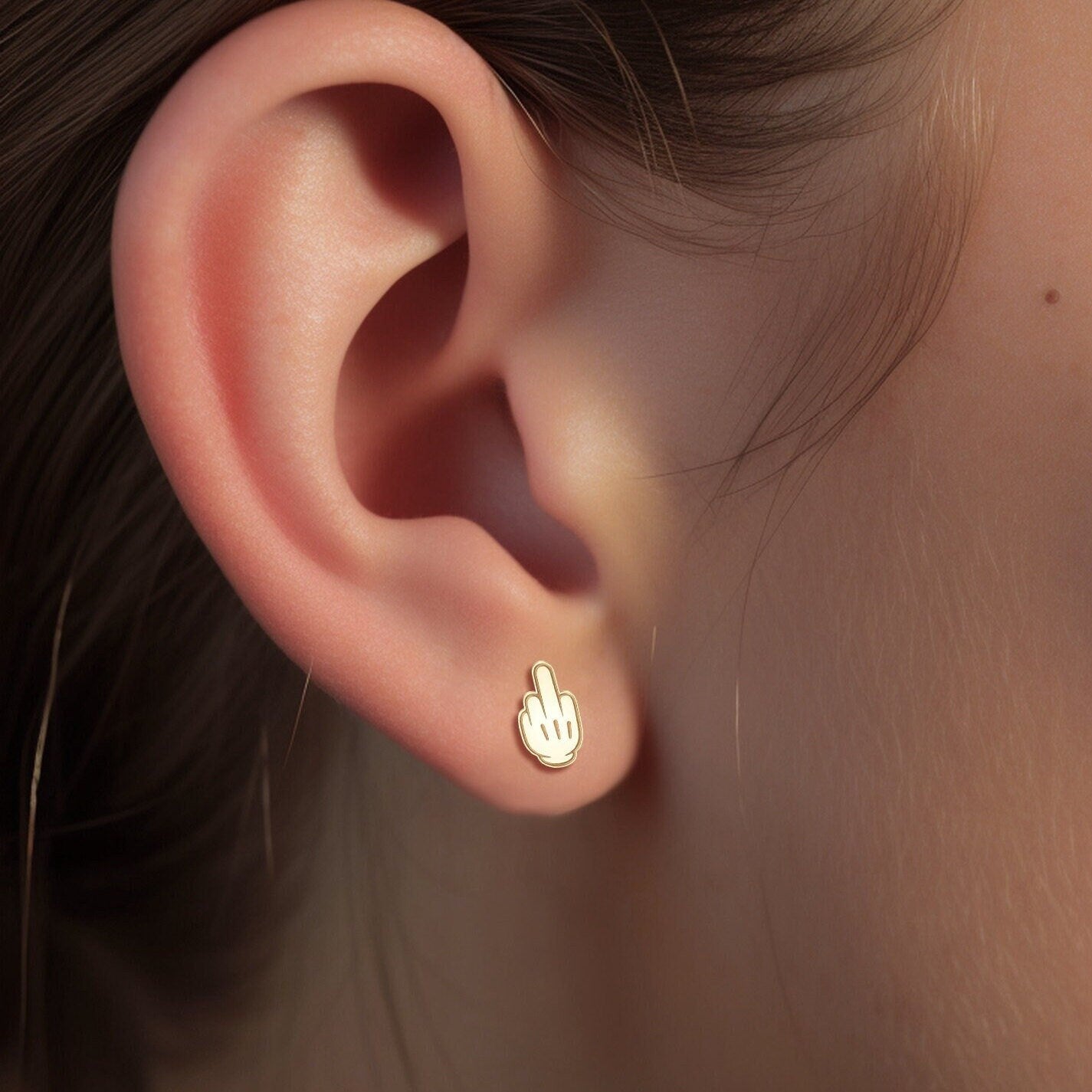 Middle Finger Stud Earrings