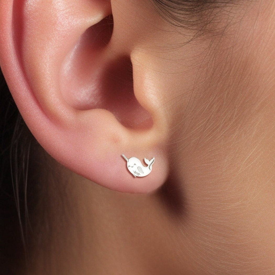 Happy Narwhal Stud Earrings