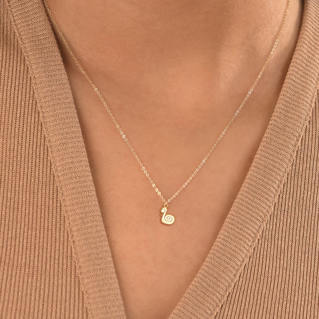 Snake Pendant Cable Necklace