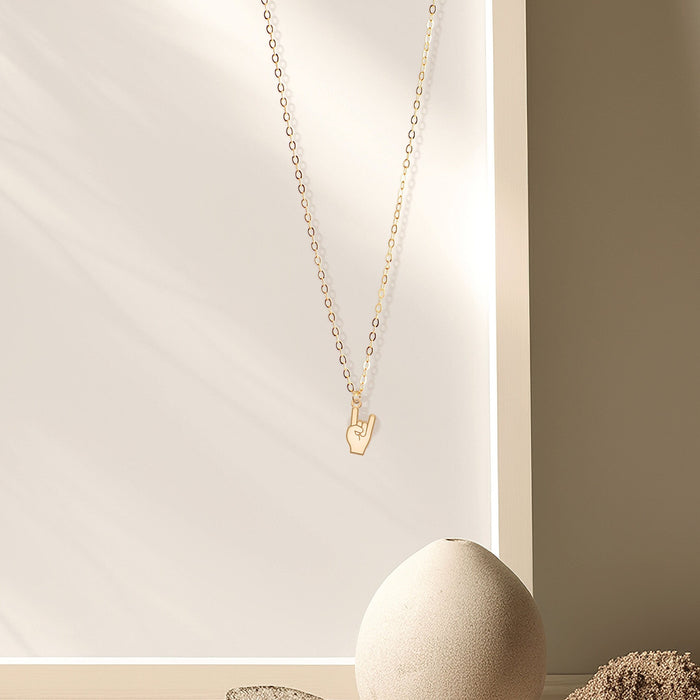 Rock On Hand Sign Necklace