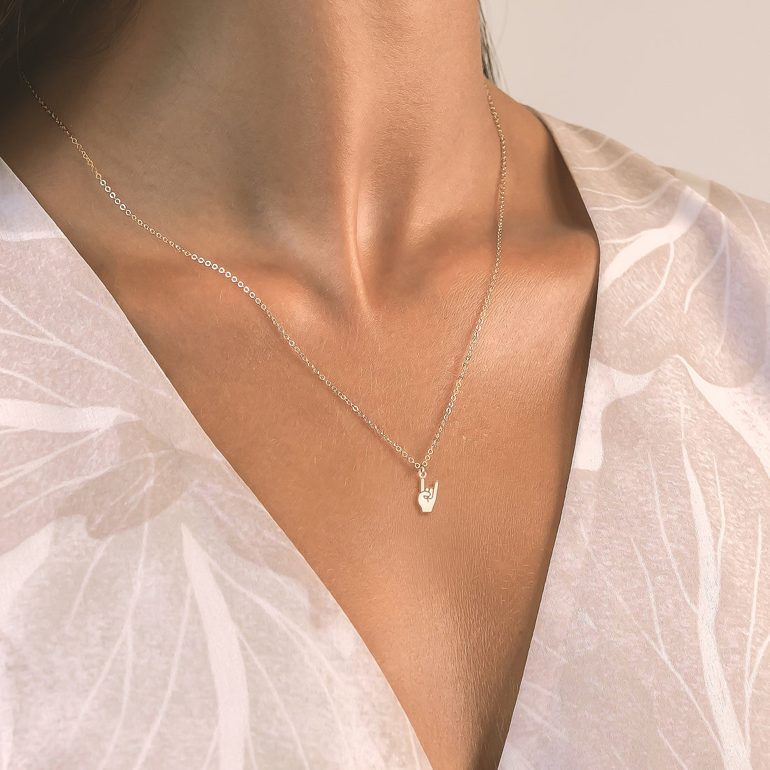 Rock On Hand Sign Necklace