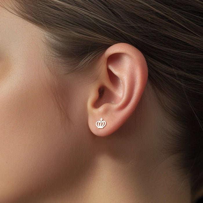 Crown Charm Stud Earrings