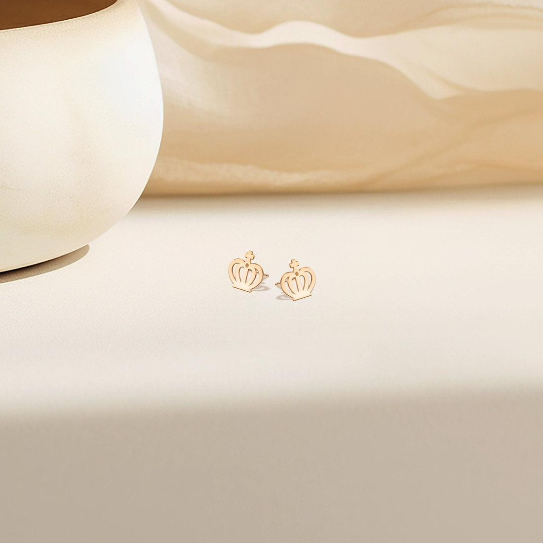 Crown Charm Stud Earrings