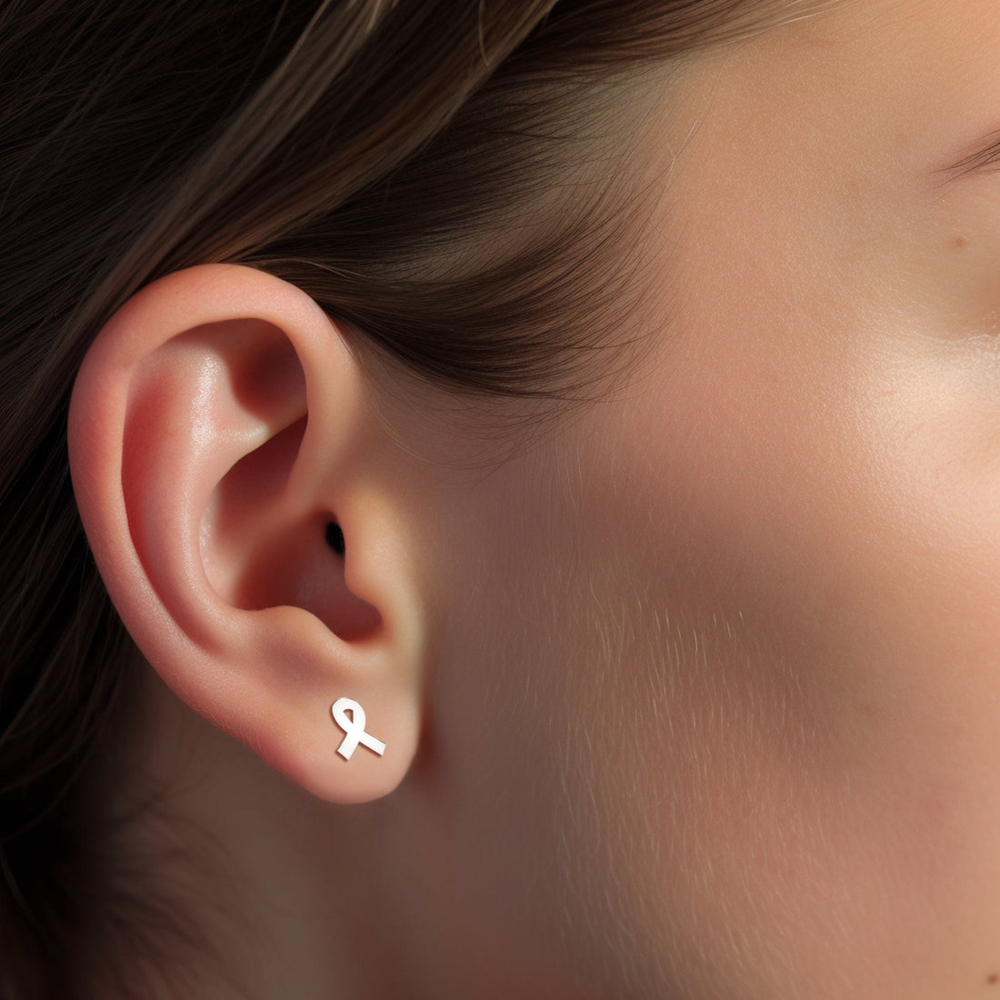 Cancer Awareness Ribbon Stud Earrings