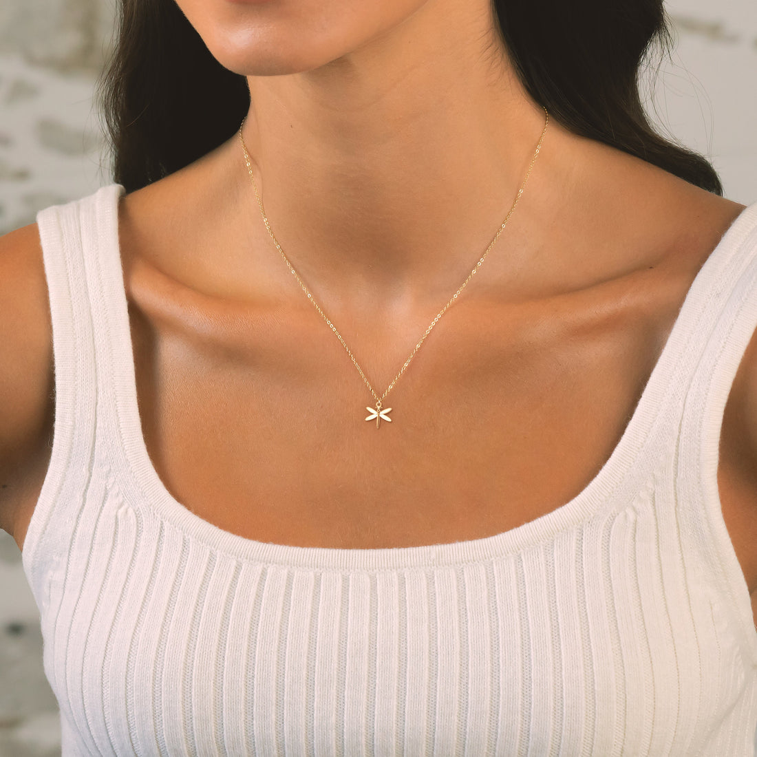 Dragonfly Pendant Cable Necklace