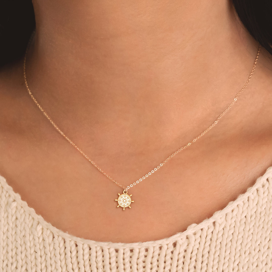Sailboat and Ship Helm Necklace