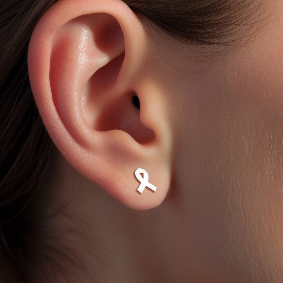 Cancer Awareness Ribbon Stud Earrings