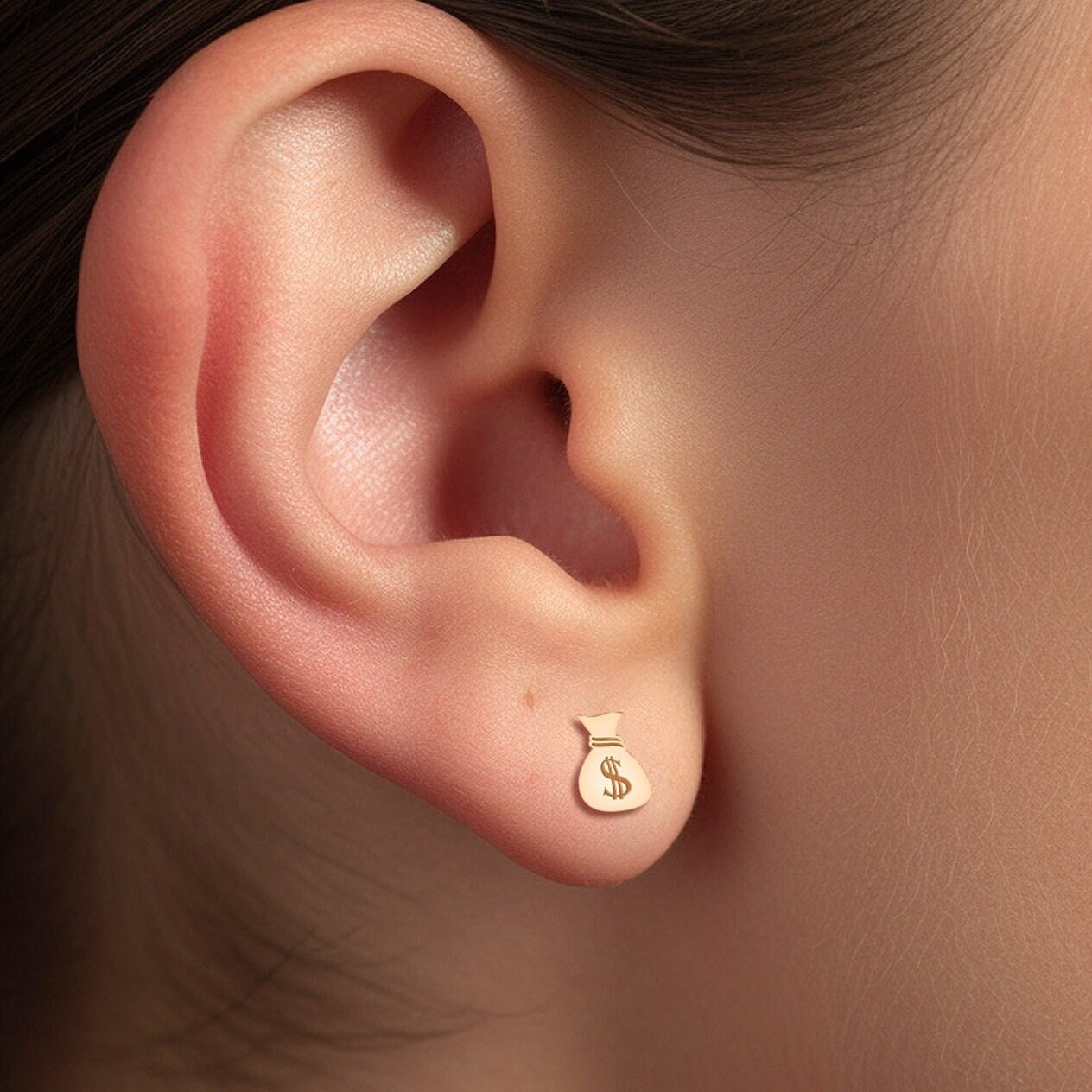 Money Bag Stud Earrings