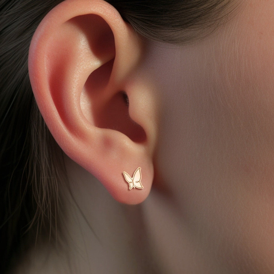 Butterfly Charm Stud Earrings