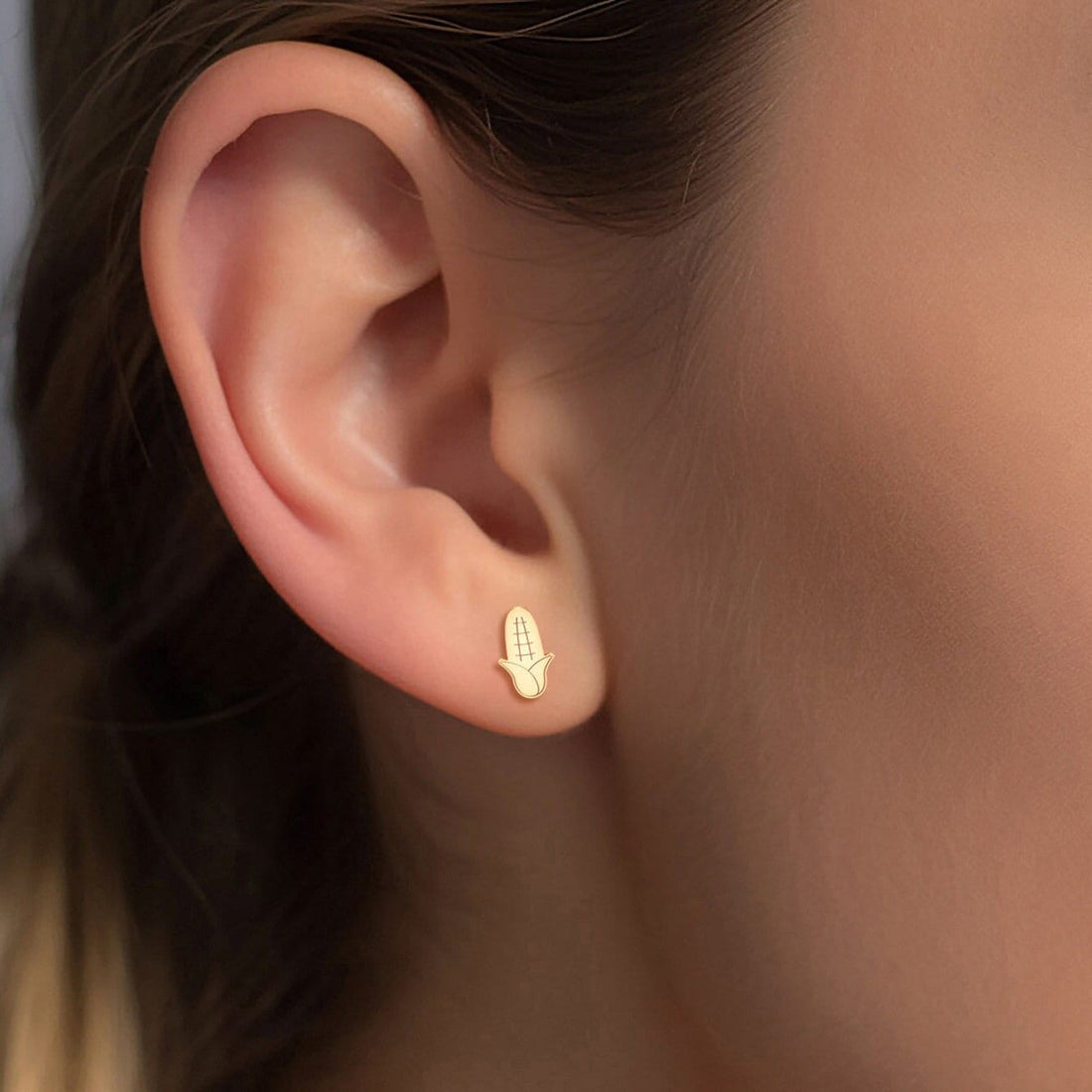 Corn Husk Stud Earrings