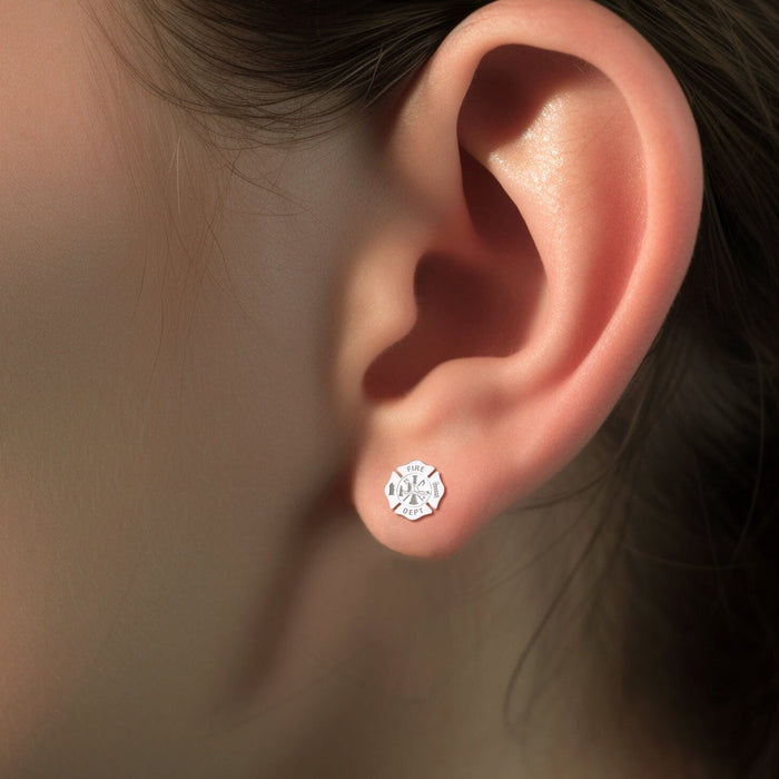 Fire Department Badge Stud Earrings
