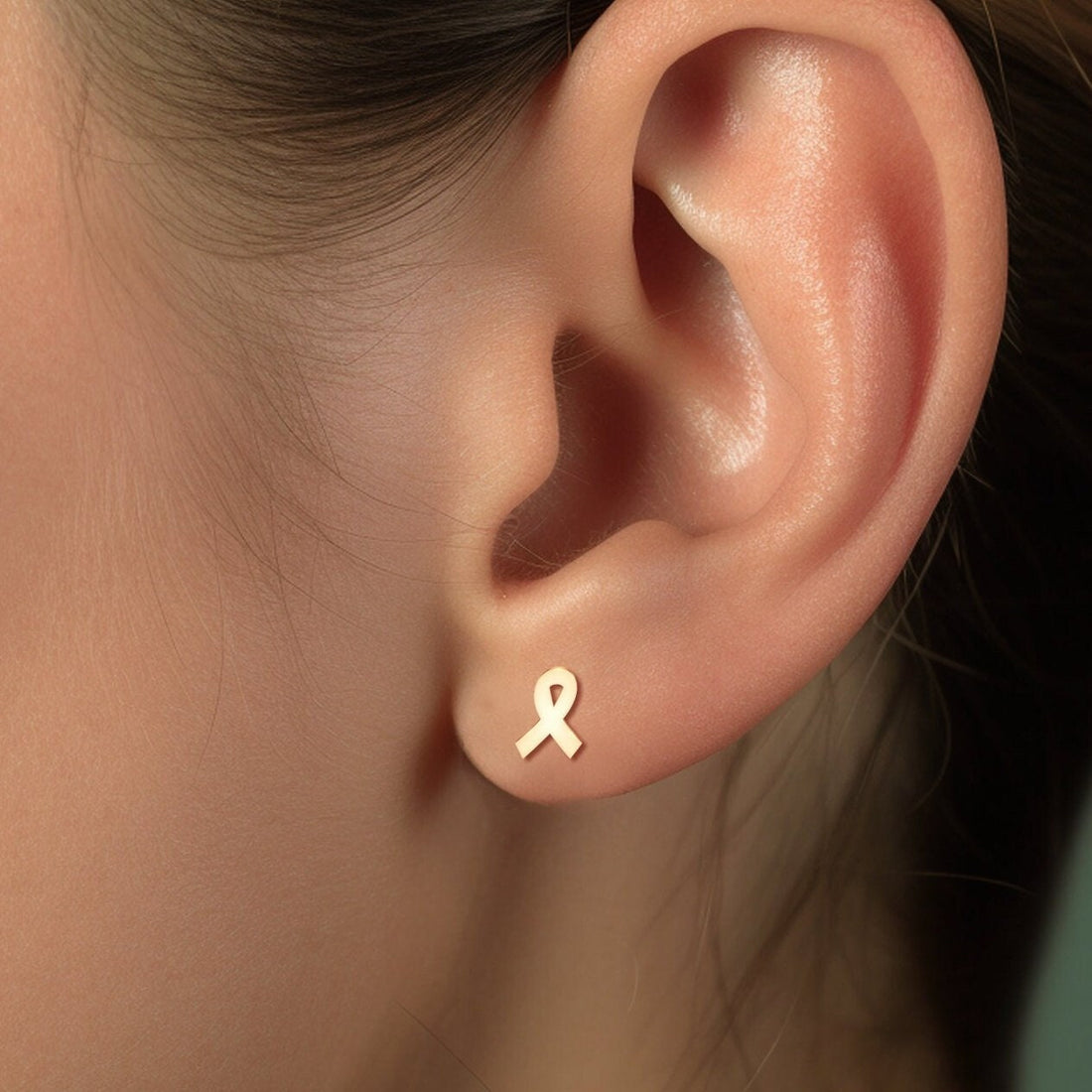Cancer Awareness Ribbon Stud Earrings
