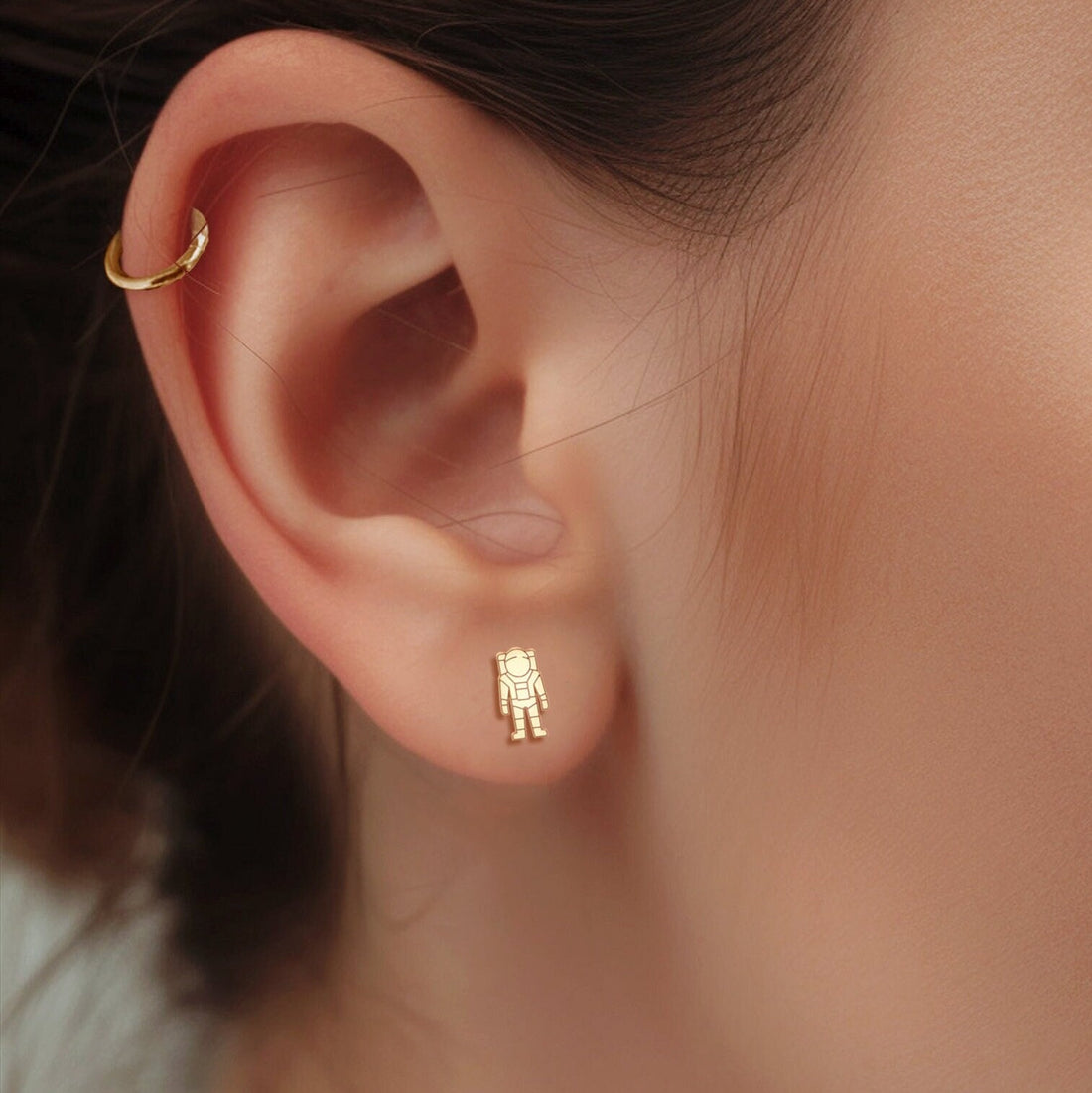Astronaut Standing Stud Earrings
