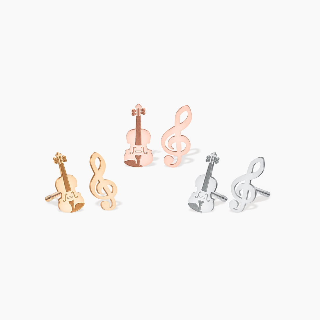 Mismatched Violin Treble Clef Earrings