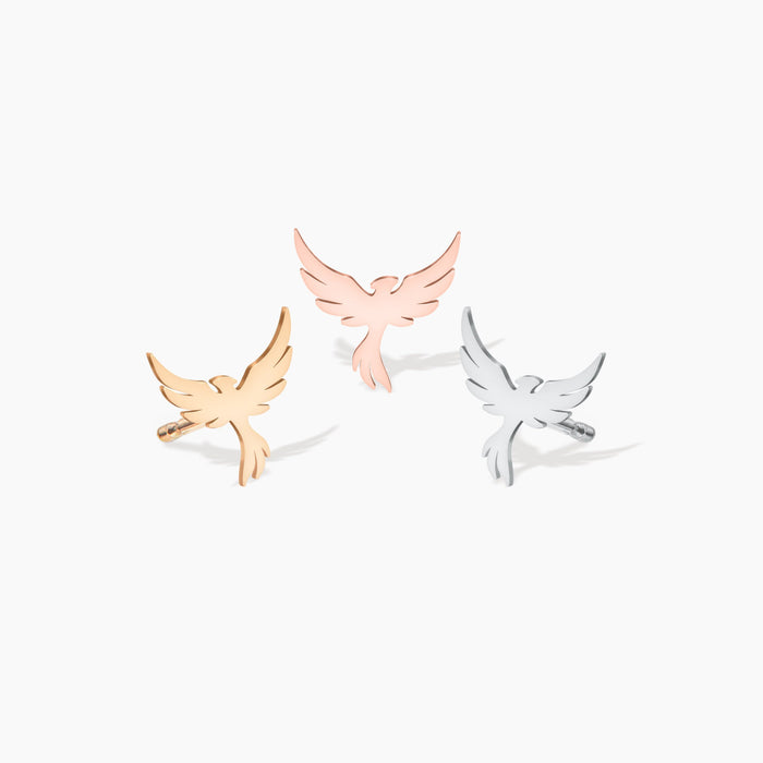 Phoenix Bird Charm Stud Earrings