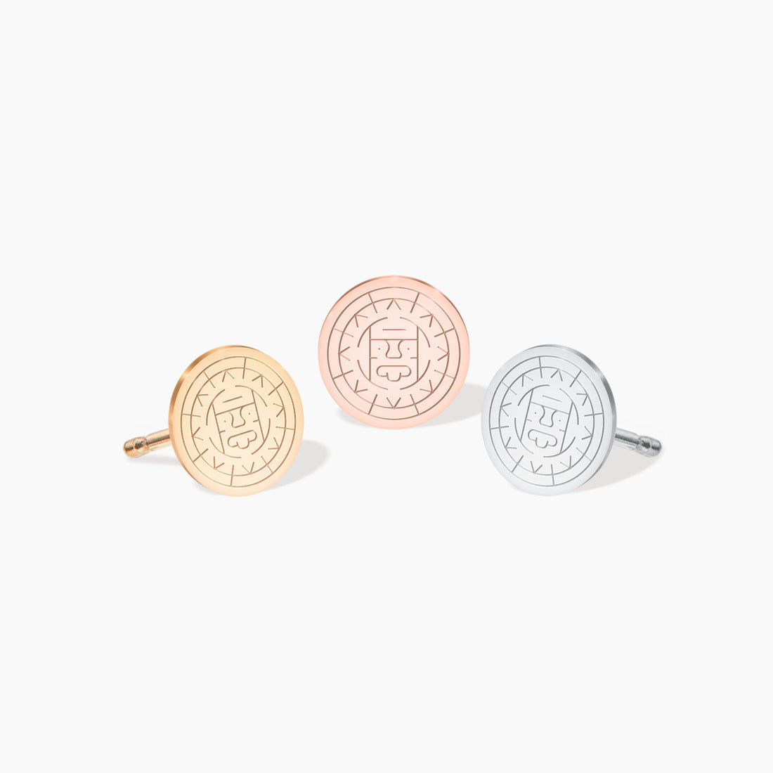 Aztec Calendar Stud Earrings