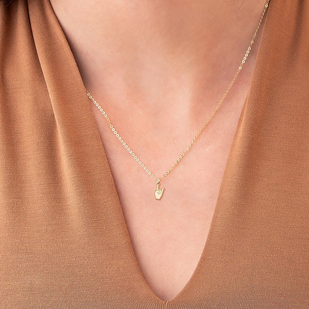 Rock On Hand Sign Necklace
