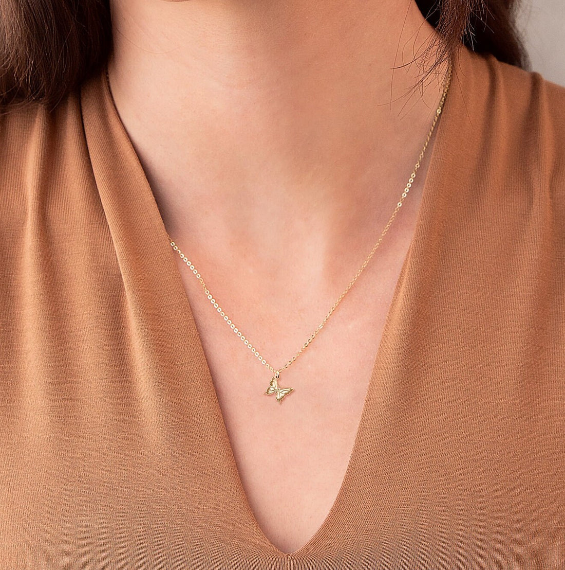 Gold Butterfly Pendant Necklace