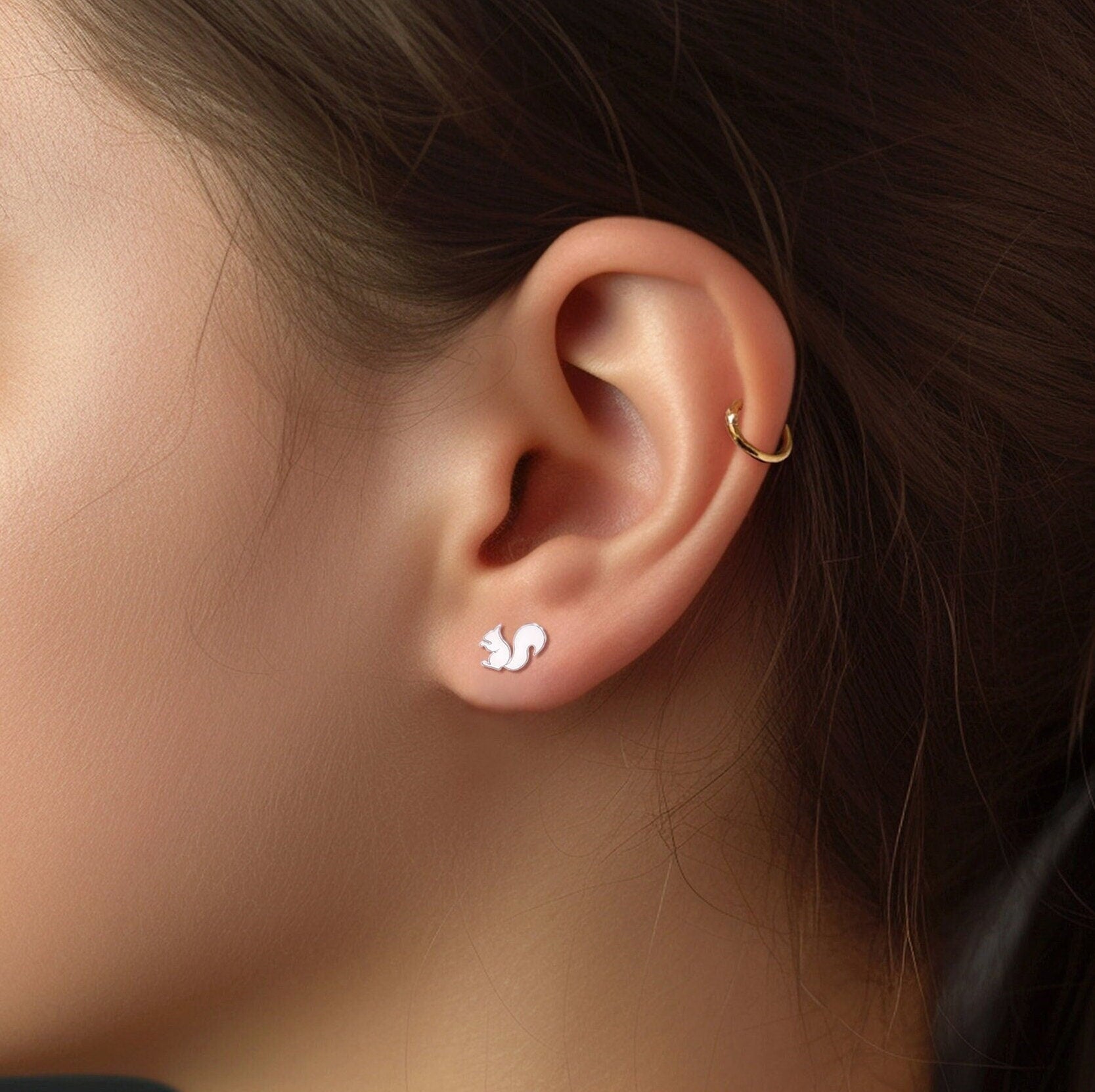 Squirrel Earrings 14K