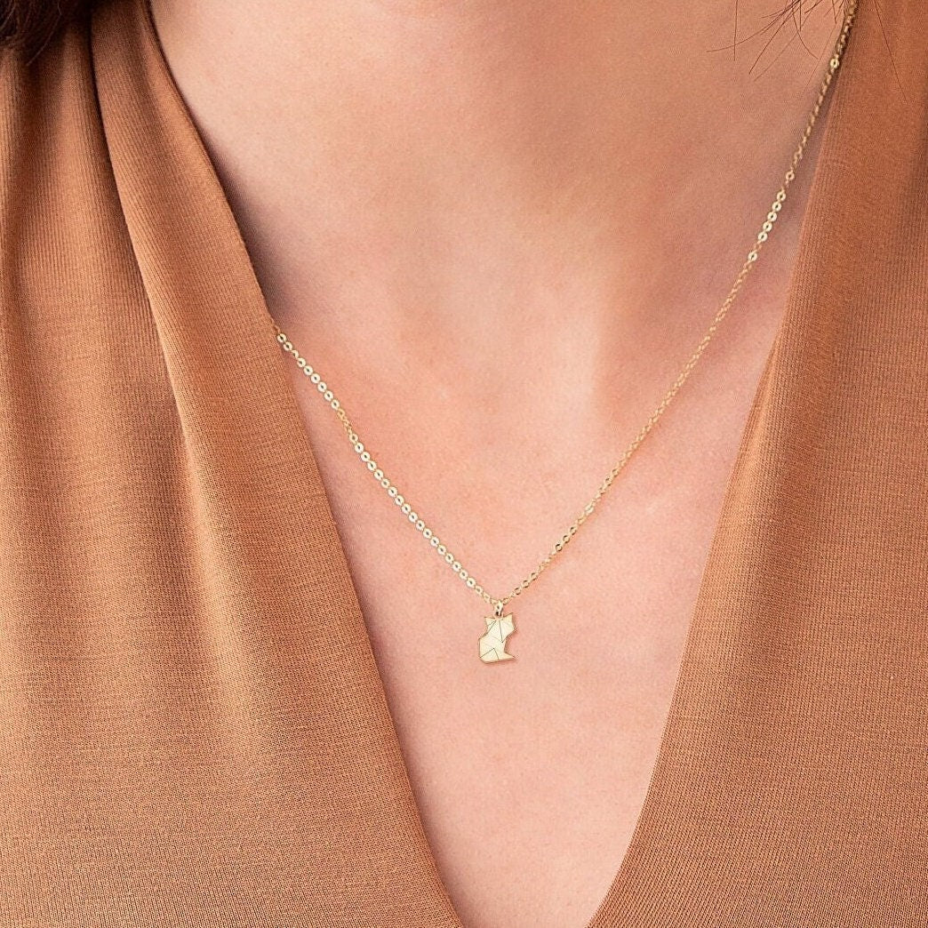 Origami Fox Pendant Necklace