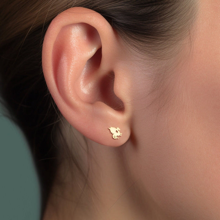 Dragon Charm Stud Earrings