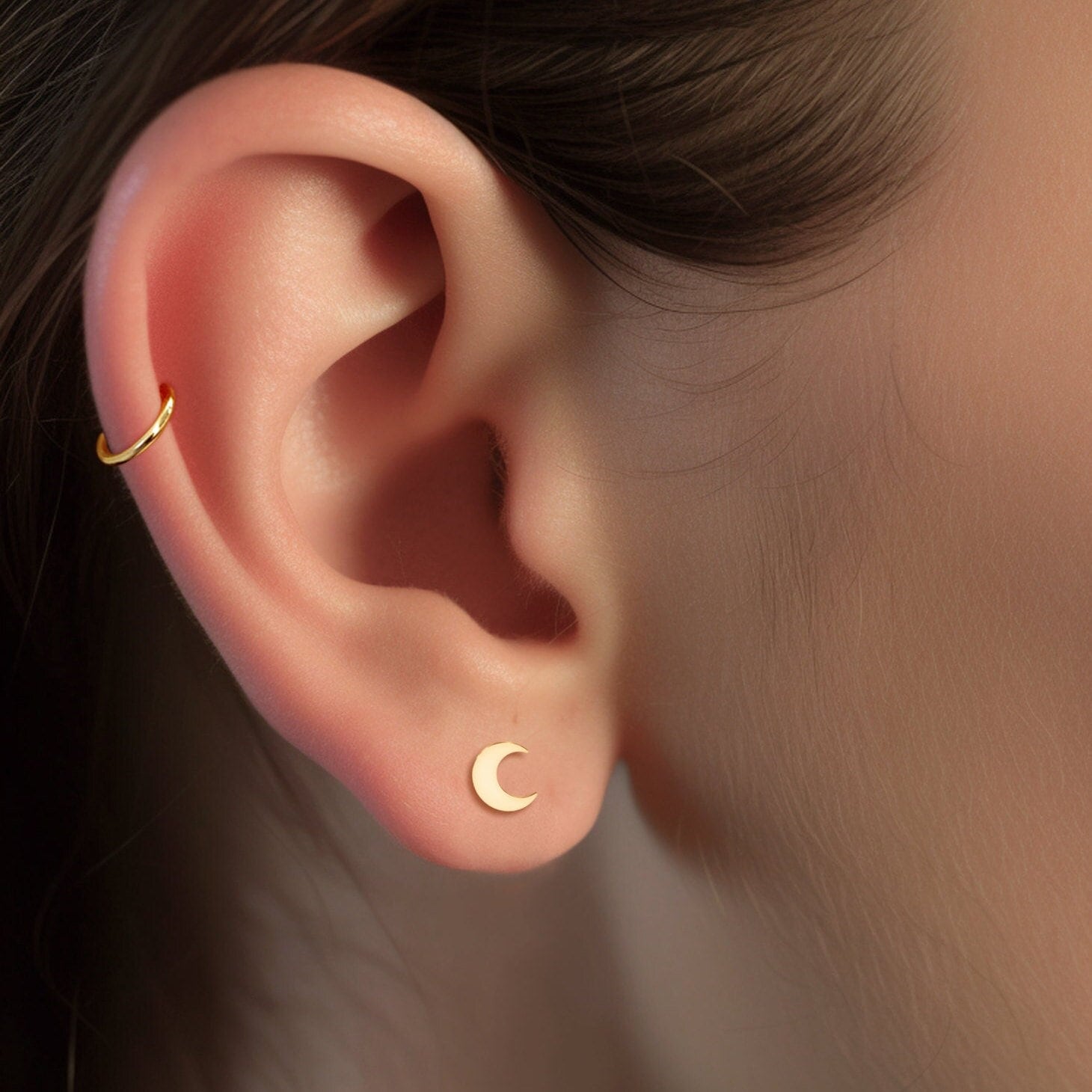 Crescent Moon Stud Earrings