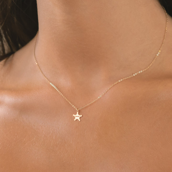 Sheriff Star Pendant on a Beady Chain Necklace, available in 14k